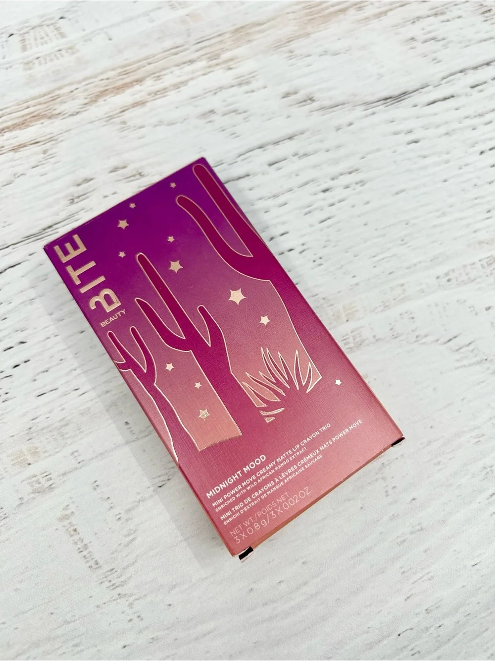 NIB Bite Beauty Midnight Mood Mini Power Move Creamy Matte Lip Crayon Trio
